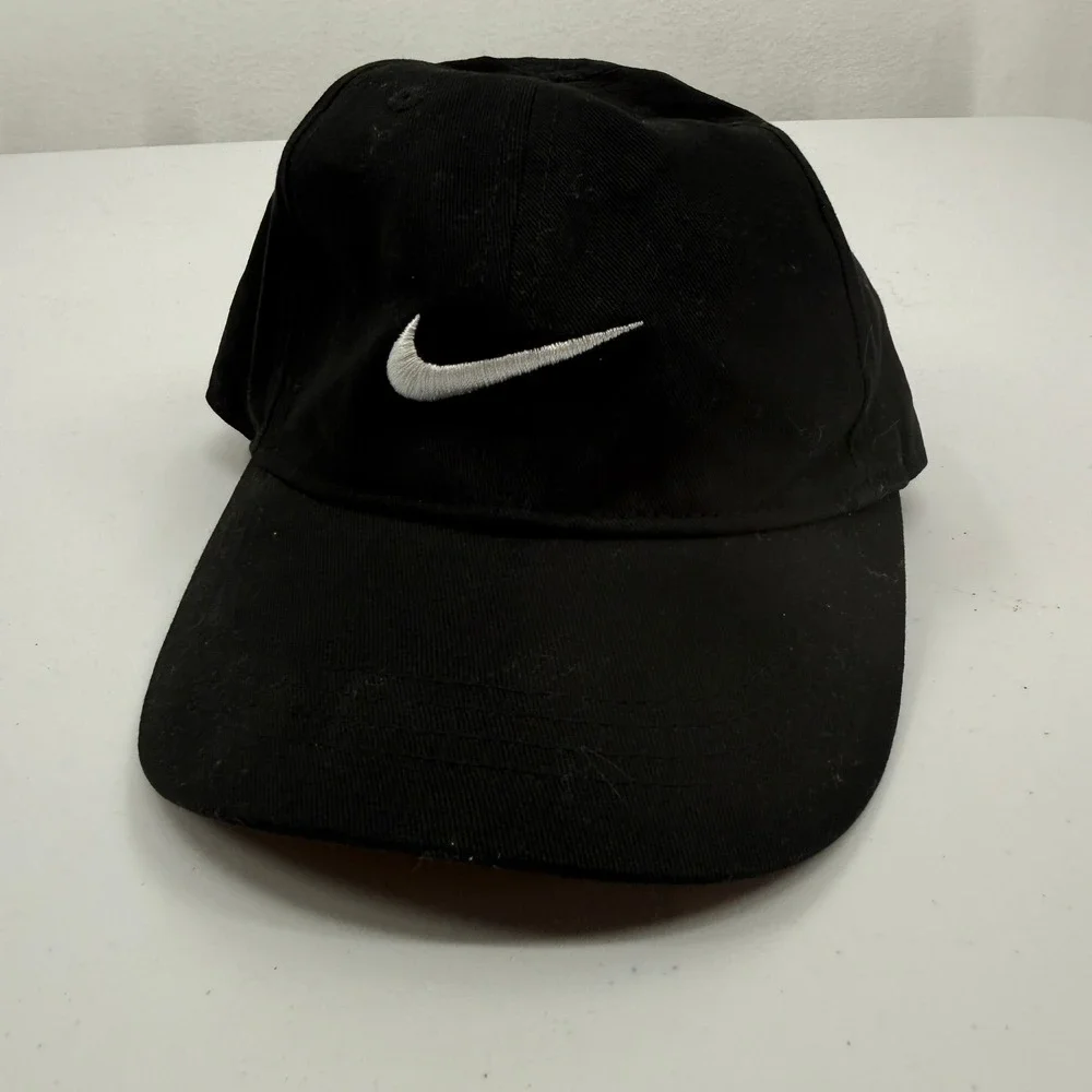 Nike Club Cap Kids Size 4-7‎ Black Embroidered Swoosh Adjustable Cotton Hat